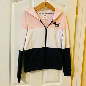 EUC Victoria’s Secret PINK Color Block Hooded Zip Up Jacket